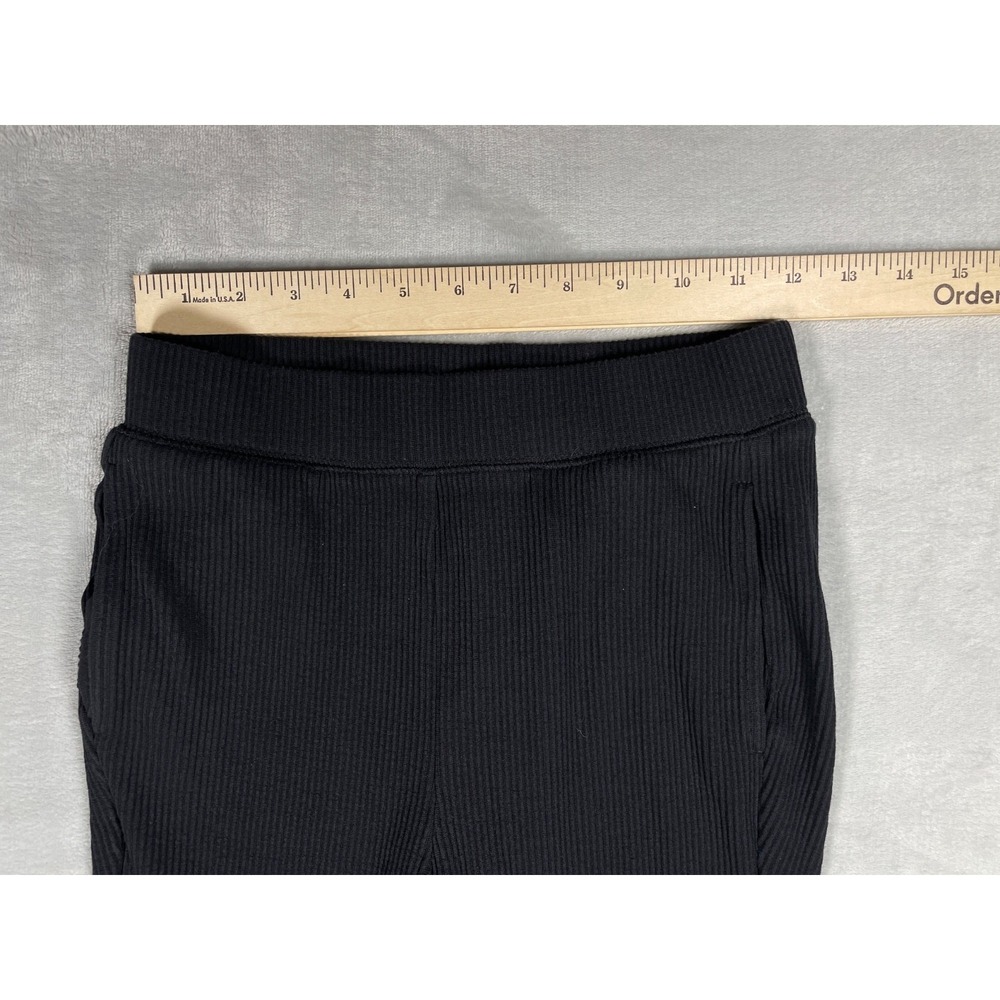 Uniqlo Ribbed Leggings Womens XS Black Stretch Slim Flare Pants Ankle Slit - Picture 6 of 11